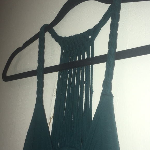 Long dark Turquoise tank top, string detailing (L) - Picture 9 of 11